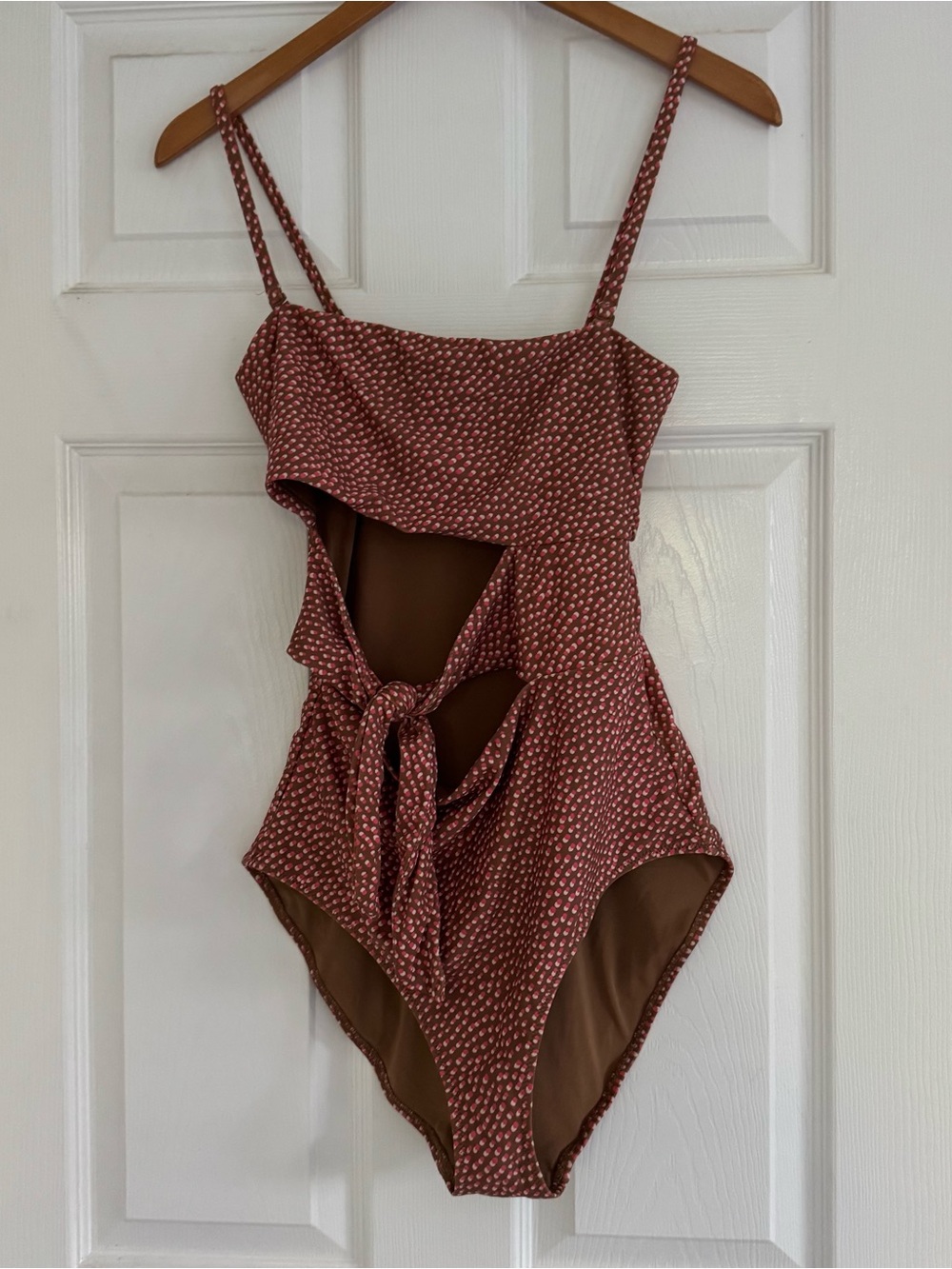 Aerie Women's Rust Floral One-Piece Swimsuit with Front Tie